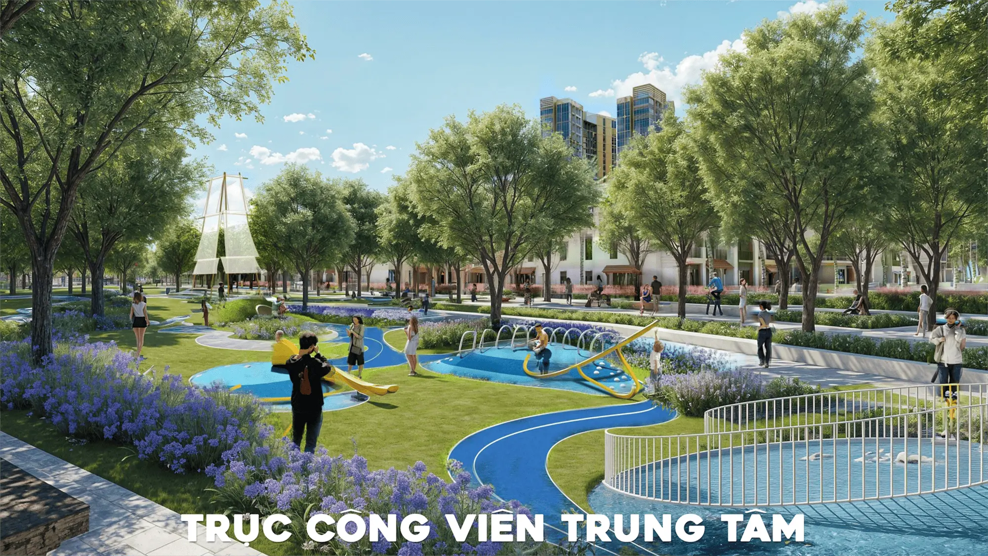 Trục công viên trung tâm với không gian vui chơi đa thế hệ, Charmora City mang đến chất sống cân bằng hoàn hảo.