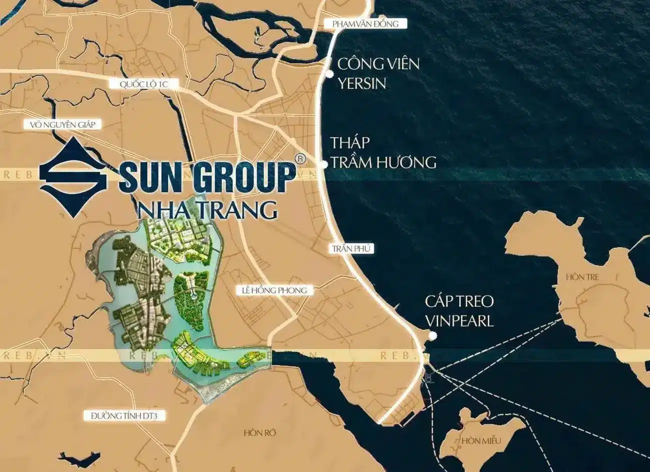 Bản đồ vị trí dự án Charmora City tại Nha Trang – Khu đô thị tích hợp đa chức năng của Sun Group.