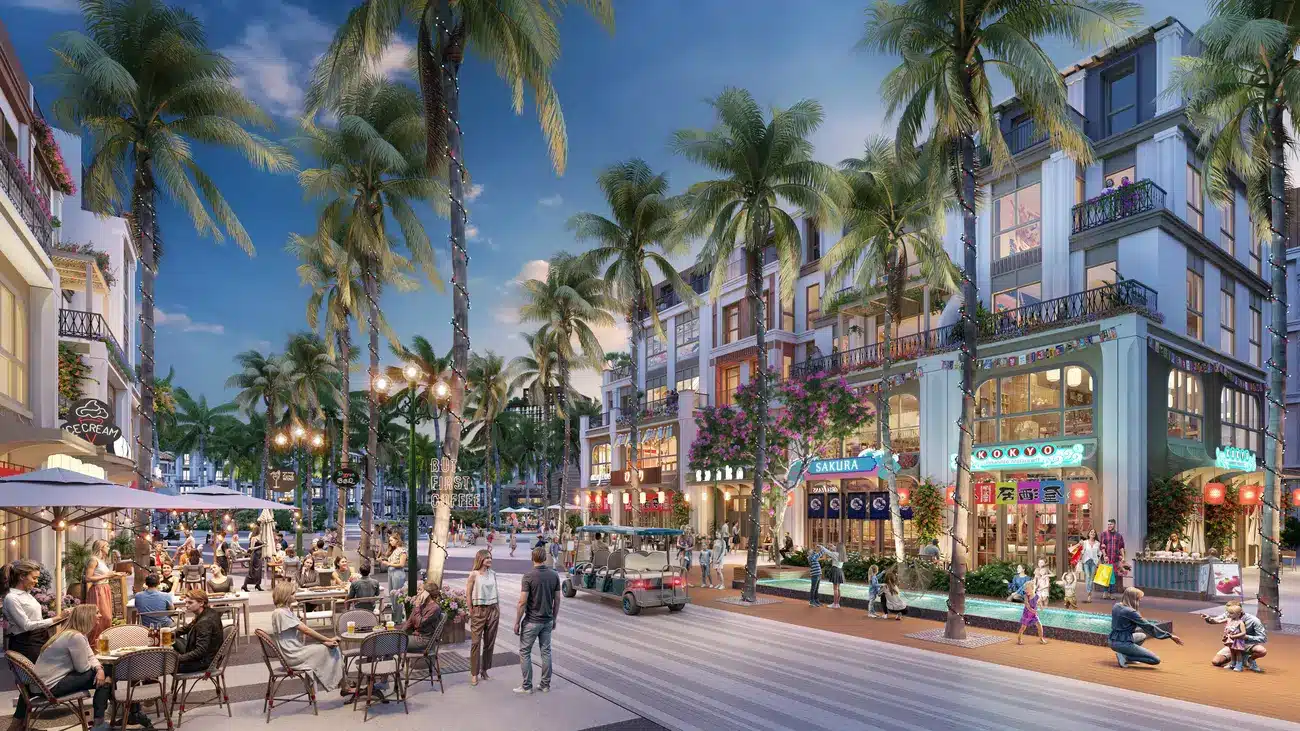 Khu phố đi bộ sôi động tại Charmora City, mang đến trải nghiệm sống đẳng cấp tại trung tâm Nha Trang.