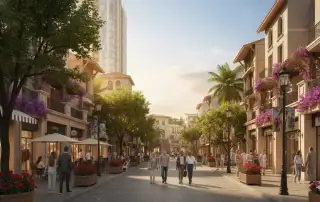 Khu phố thương mại tại Charmora City, Nha Trang - không gian sống đẳng cấp với tiện ích vượt trội và cảnh quan xanh mát.