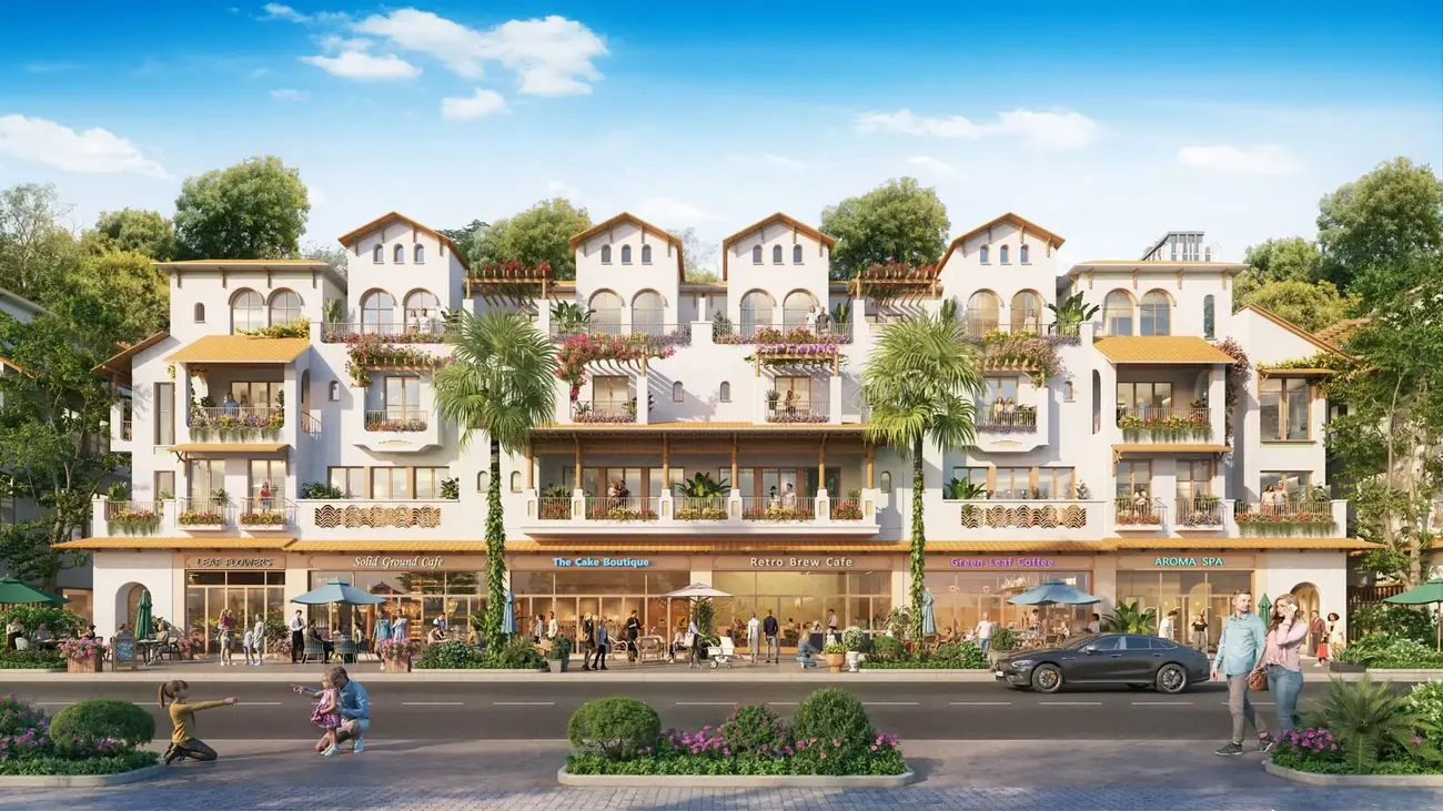 Khu shophouse ven sông Charmora City Nha Trang với kiến trúc Indochine đương đại, sắp ra mắt năm 2025.