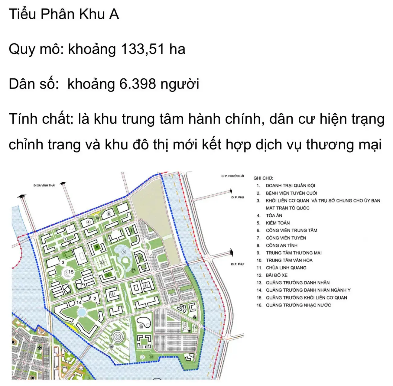 Tiểu Phân Khu A Charmora City: Trung tâm hành chính, dân cư hiện đại, quy mô 133,51 ha, tích hợp dịch vụ thương mại.